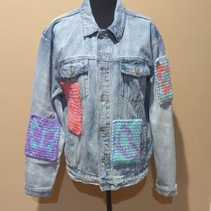 PacSun Denim Jacket with Colorful Patches